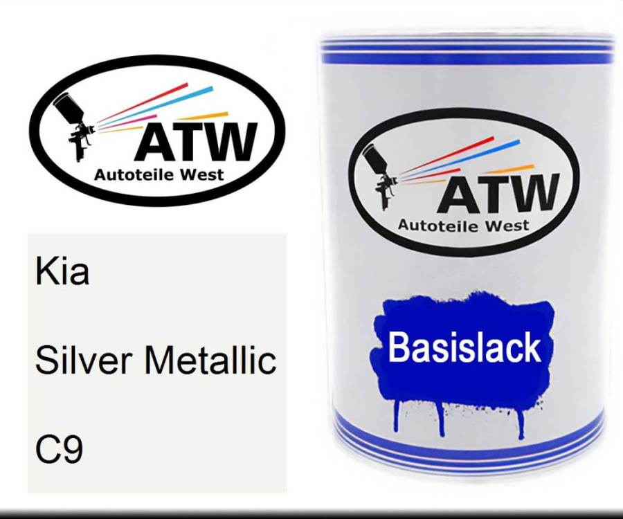 Kia, Silver Metallic, C9: 500ml Lackdose, von ATW Autoteile West.